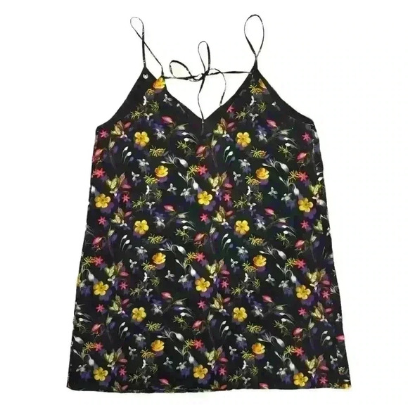 Topshop Midnight Floral Black Multicolor Shift Slip Mini Dress US Size 10​ - Picture 5 of 10